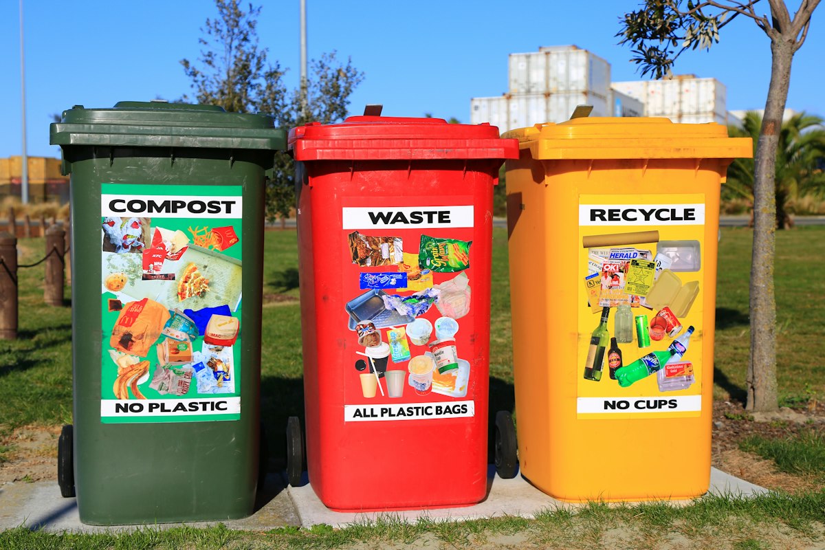 Colorful recycling bins - Heart of Recycling